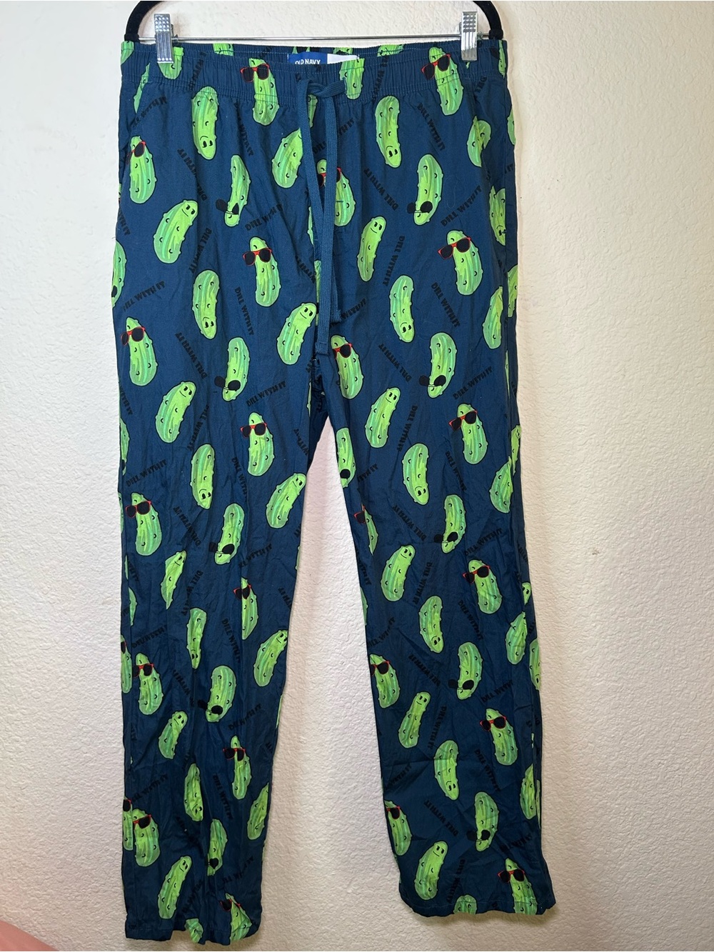 Old Navy Pickle Print Pajama Pants Navy & Lime Fun Mens Sleepwear Comfort Lounge